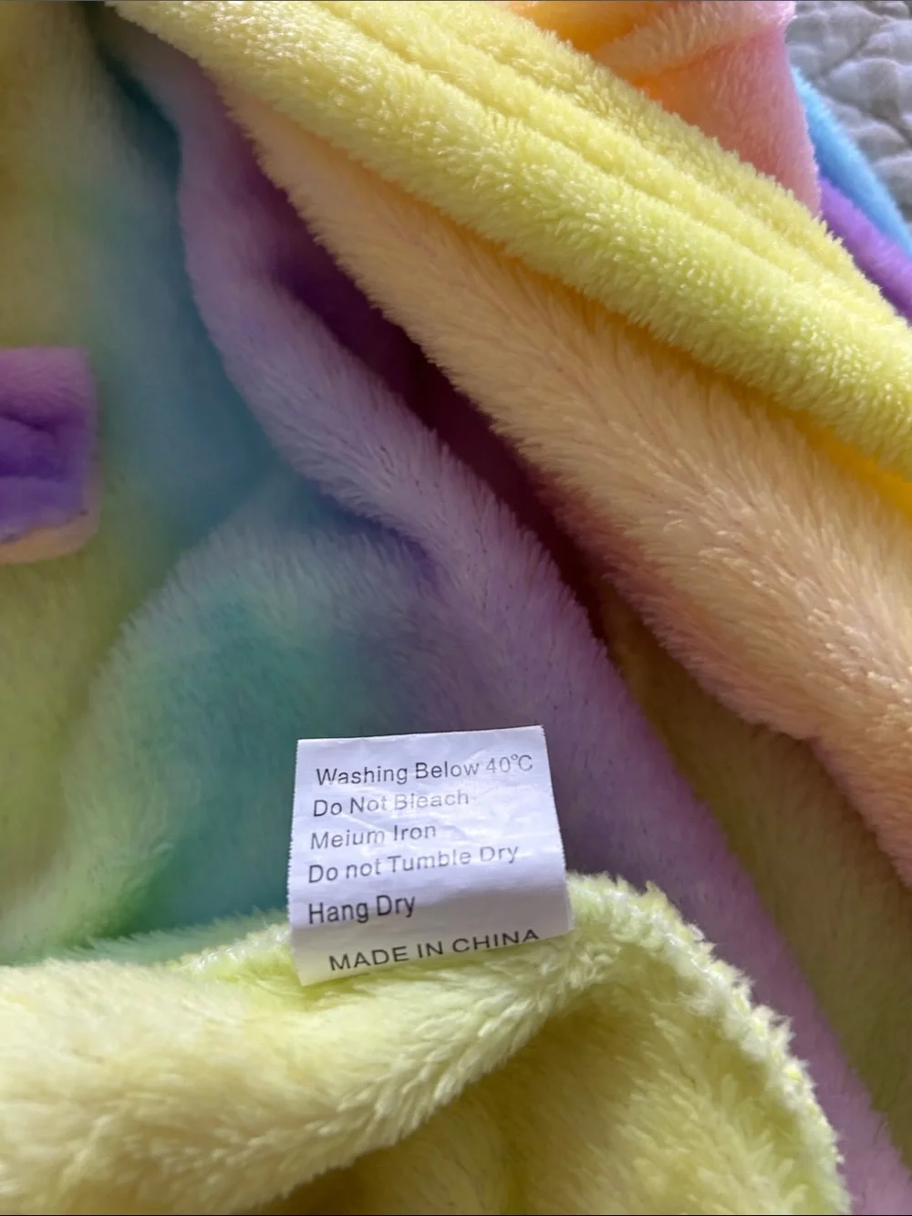 Kids Rainbow Hooded Fleece Robe - Multicolor Cozy Tie-Waist